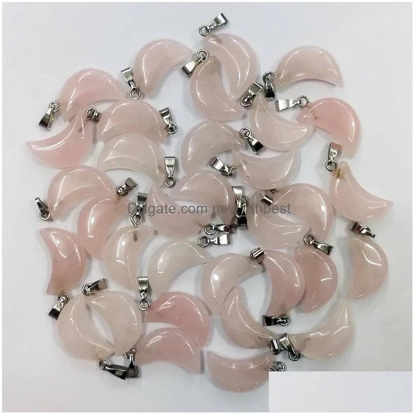 natural stone hexagonal pillar heart cross ball waterdrop shape charms rose quartz pendants for jewelry making diy necklace earrings