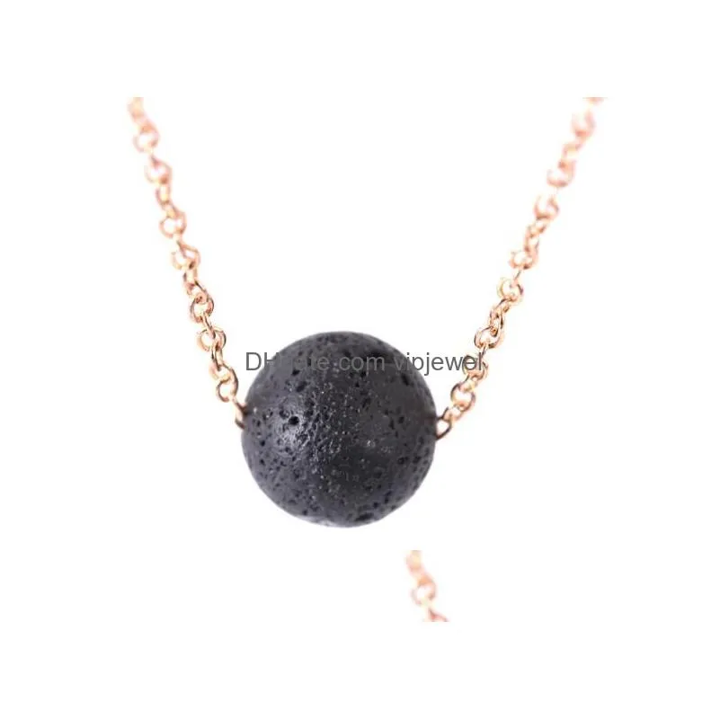 fashion simple style gold color chain black lava stone bracelet aromatherapy essential oil diffuser bracelet for women jewelry