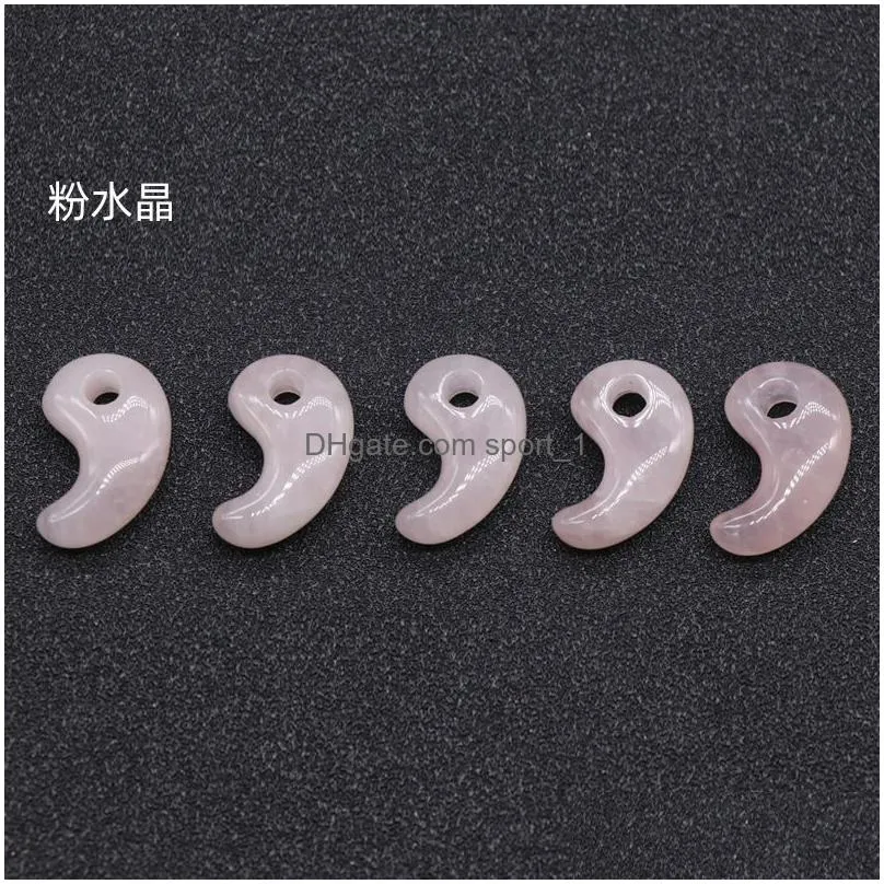 14x22mm natural stone charms magatama pal pink quartz crystal chakra reiki healing charm pendants for jewelry necklace marking