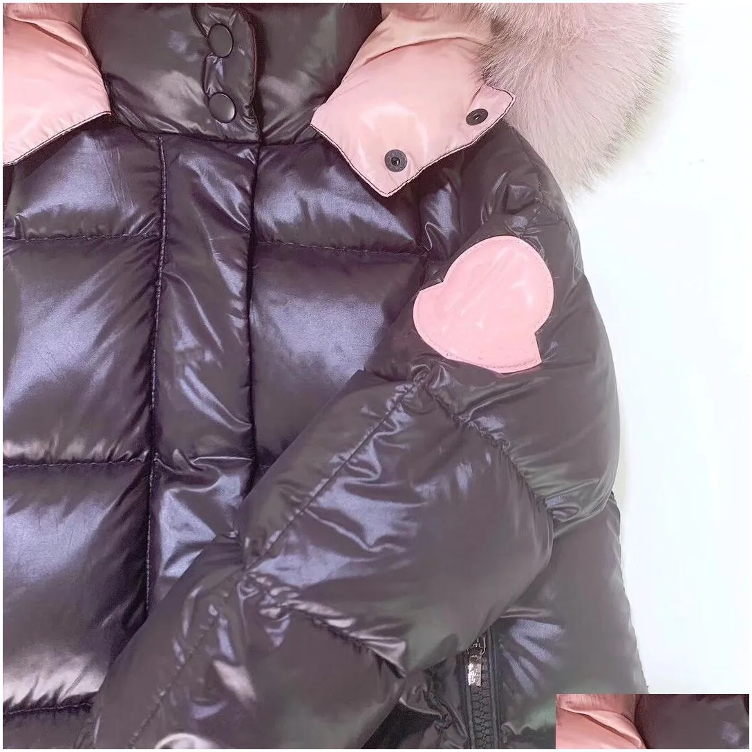 baby designer clothes down coat girls jacket tn the long 2021 childrens western style thick not wash waist black hair collar kids