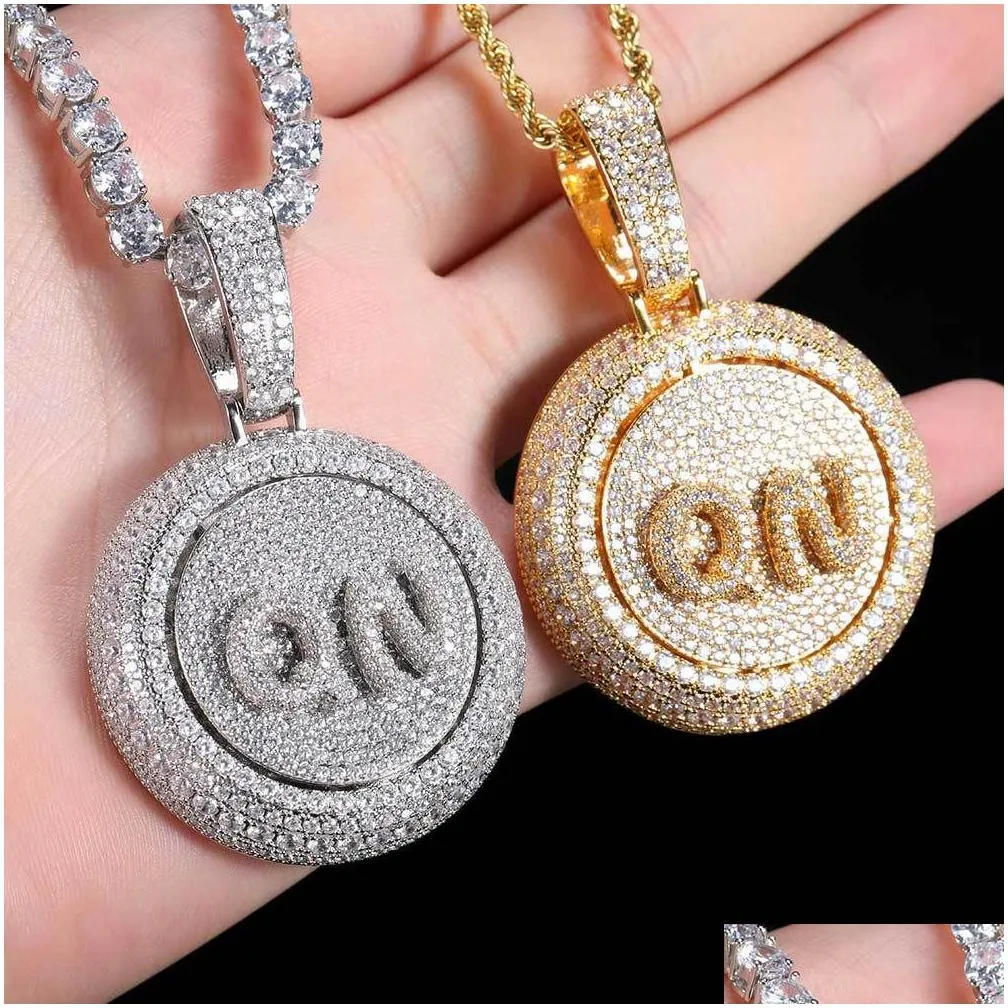 customizable hip hop pendant necklace a-z letters simulated diamond real gold plated - make your bling statement.