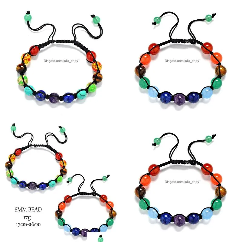 7 chakra healing balance bracelet 8mm 13 beads colorful natural stone yoga bracelet for women men