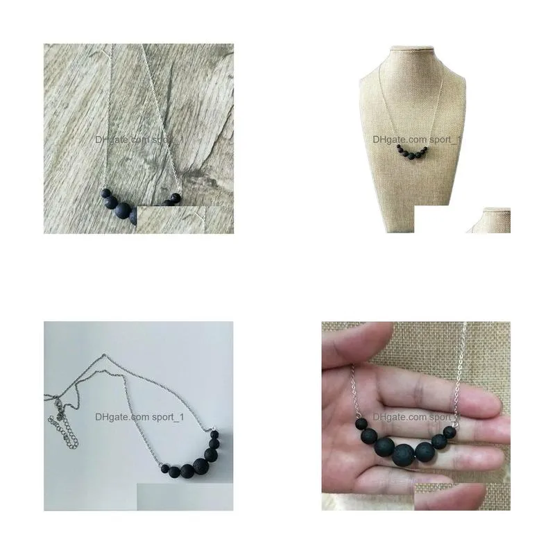 fashion black lava stone bead diffuser necklace aromatherapy essential oil diffuser necklace for women jewelry