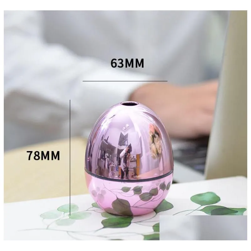 usb portable desktop egg air humidifier  oils diffusers mist air humidifier for home office bedroom baby room car metalic