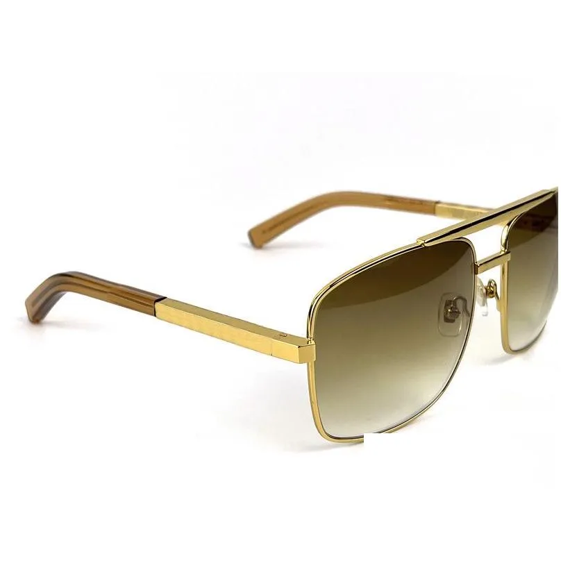men metal sunglasses fashion classic style gold plated square frame vintage design outdoor classical model 0259 with case and shopping