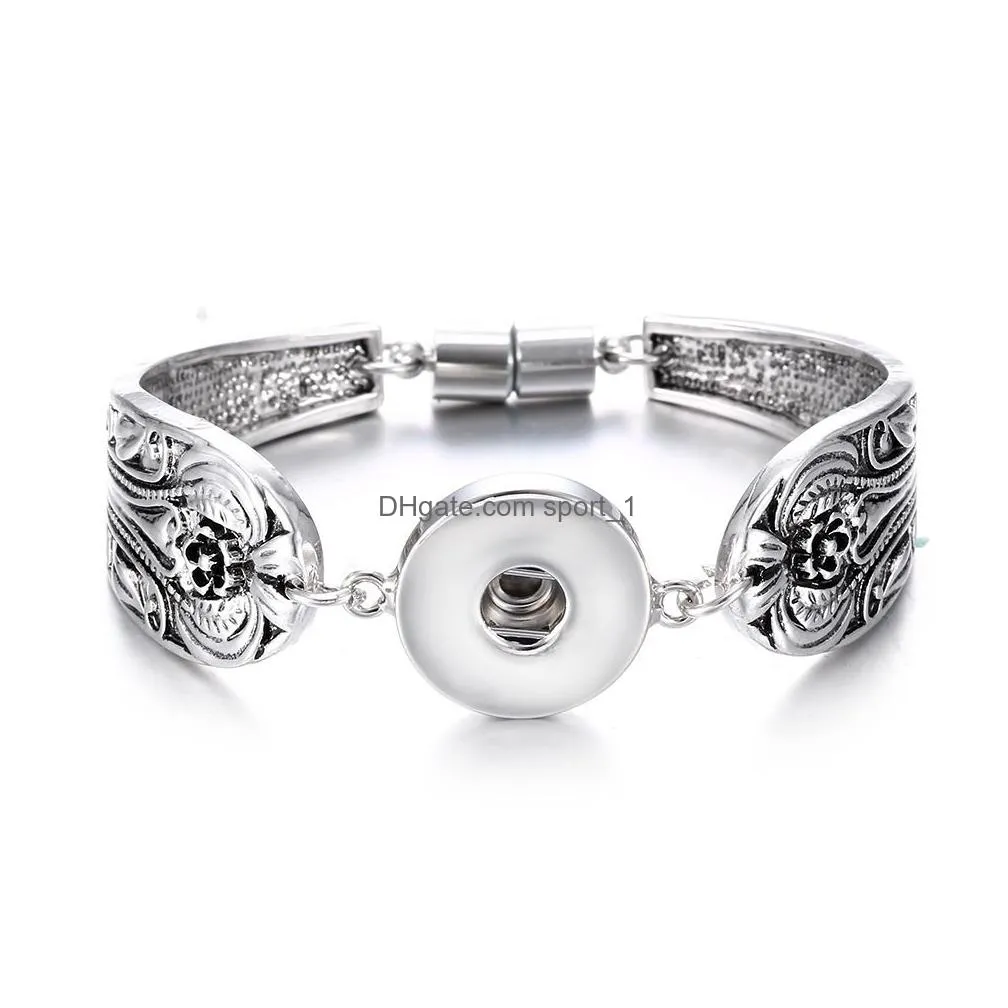 ancient silver 18mm snap button magnet bracelet snaps buttons bracelets jewelry for women men