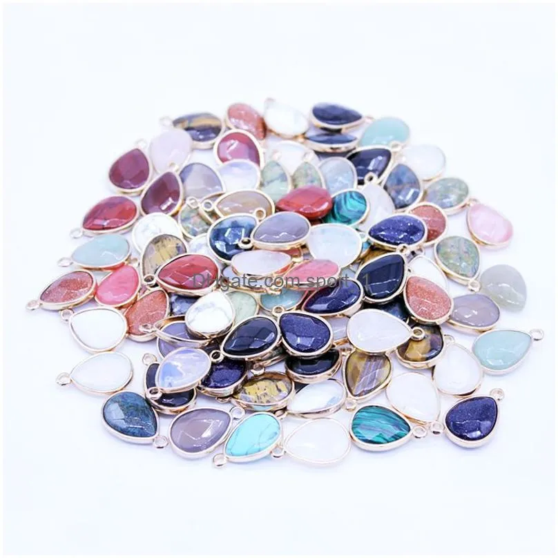 natural druzy crystal quartz stone mixed pendants connector for diy necklace earrings jewelry making
