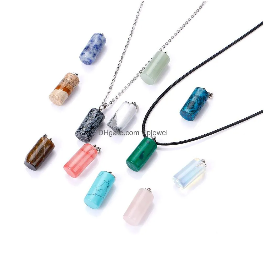 natural stone heart cross drop pendant necklace opal tigers eye pink quartz crystal chakra reiki healing pendulum necklaces for women