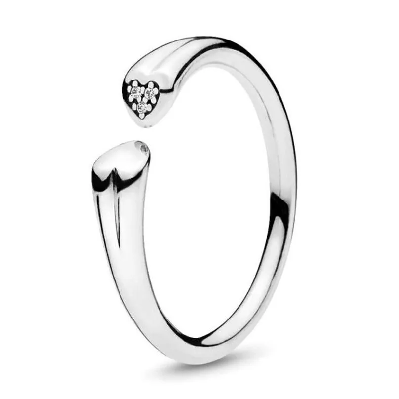 new women ring cz heart diamond rings women jewelry for pandora 925 sterling silver wedding ring set with original box