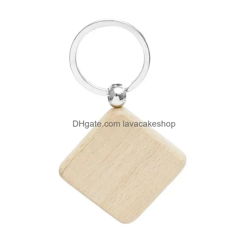 promotional handicrafts party favor souvenir plain diy blank beech wood pendant key chain keychain with key ring 2023