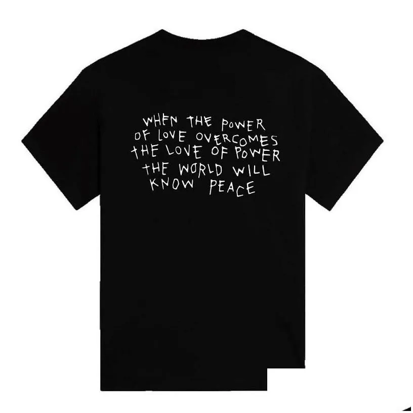 MenS T-Shirts Streetwear Peace Love Letter Printed Men T Shirt Human Rights Graphic Tee Cotton Pover Of Inspirational Quotes Grunge