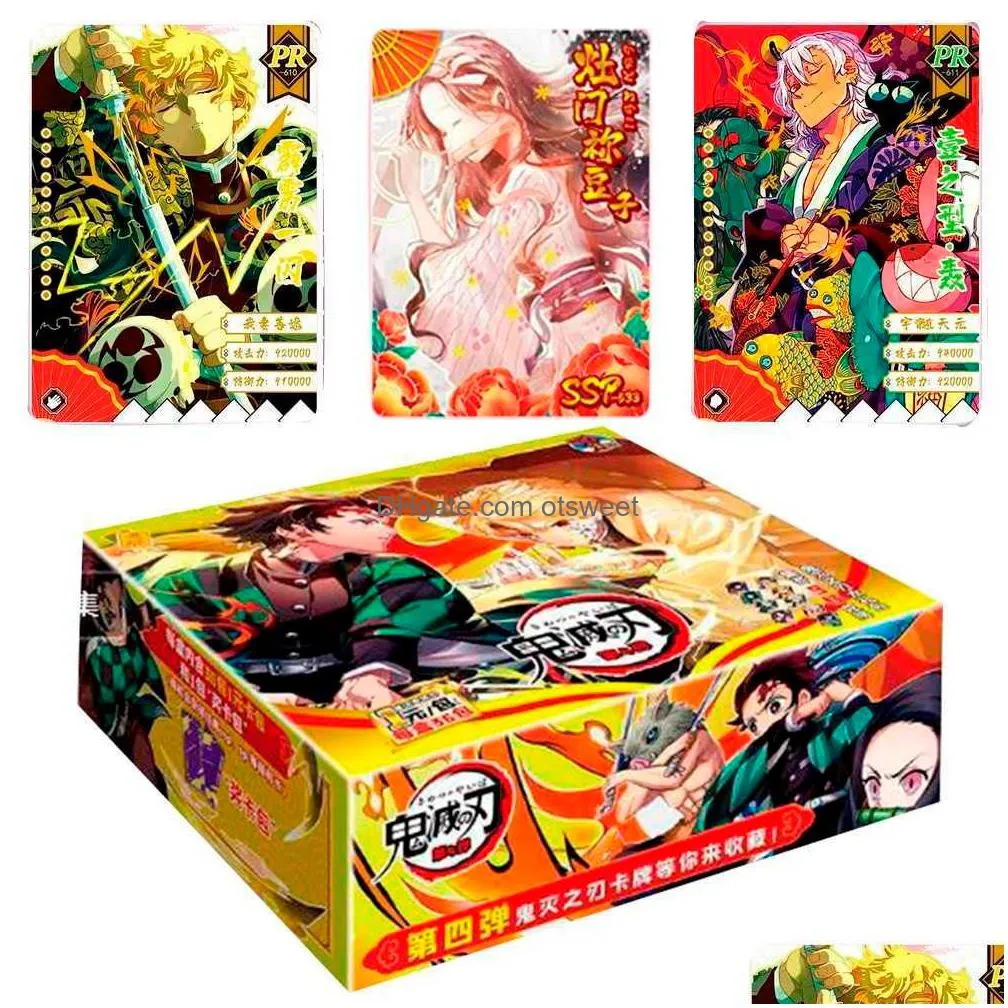 card games demon slayer no yaiba paper card letters one games children anime peripheral character collection kids gift playing card toy