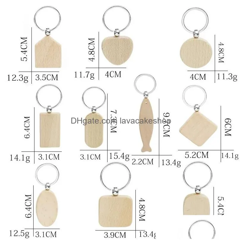 promotional handicrafts party favor souvenir plain diy blank beech wood pendant key chain keychain with key ring 2023