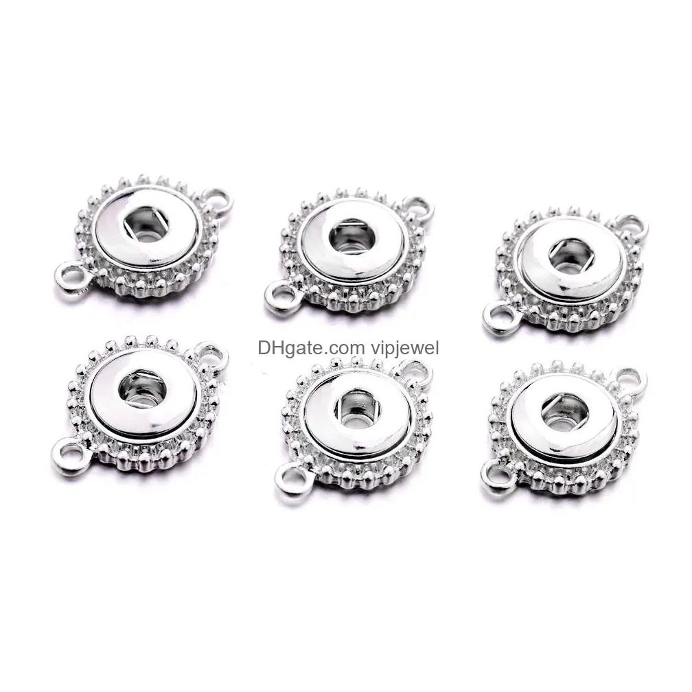 two ears silver gold alloy 12mm ginger snap button base charms for snaps bracelet necklace diy jewelry accessory