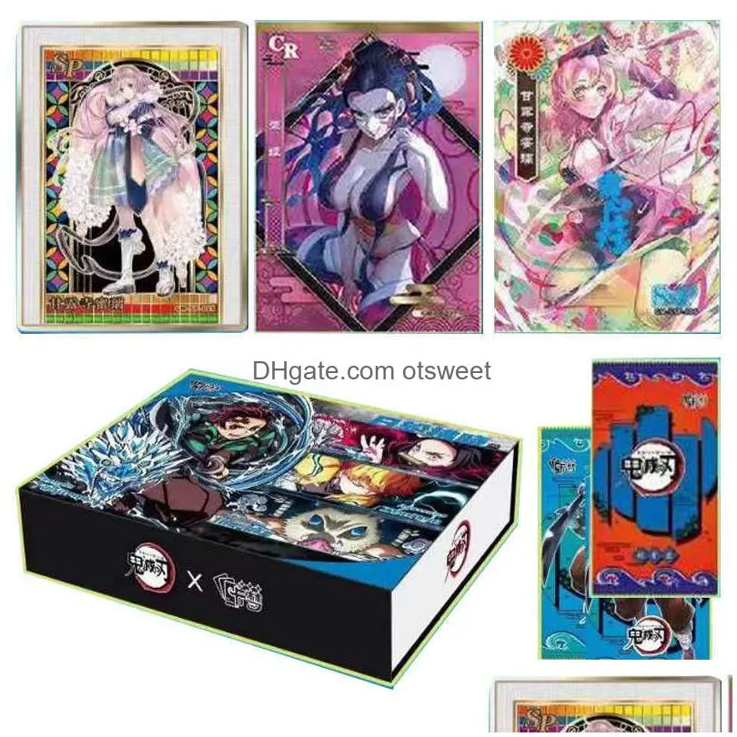 card games demon slayer no yaiba paper card letters one games children anime peripheral character collection kids gift playing card toy