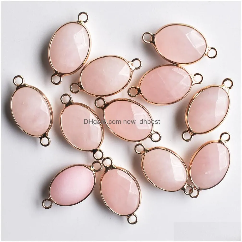 natural rose quartz crystal charms pendants connector 13x18mm for bracelets necklaces jewelry making