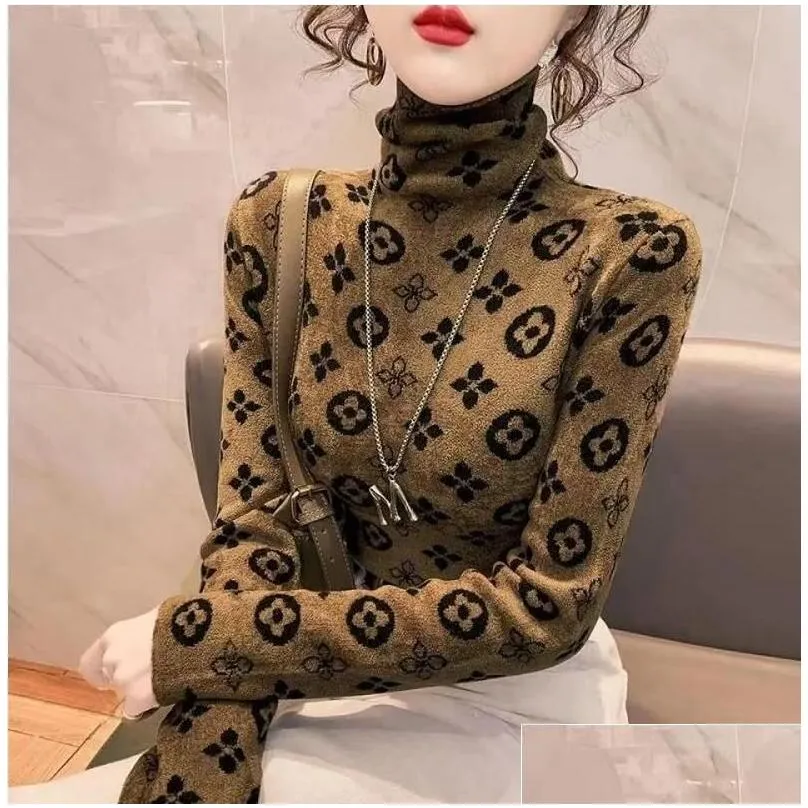 22gg women sweaters turtleneck brand ggity knit pullovers tight pile collar bottoming sweater tops