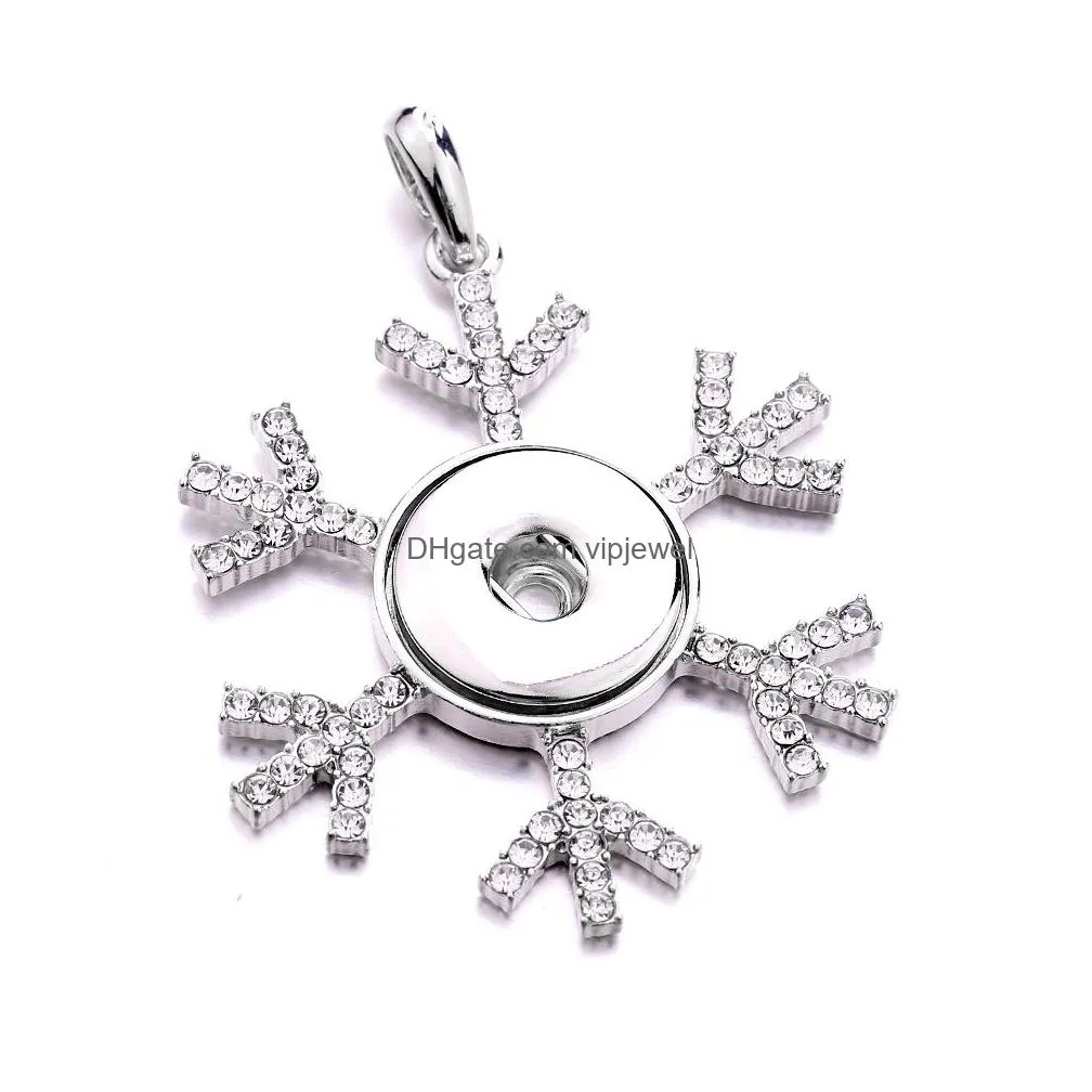 fashion snowflake crystal snap button necklace 18mm ginger snaps buttons charms necklaces for women jewelry