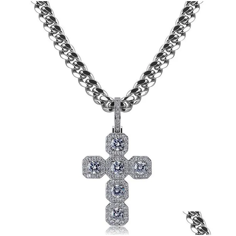 zircon hip hop cross necklace real gold plated bling mens jewelry