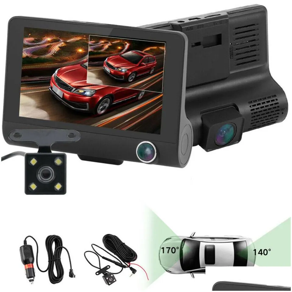 driving recorder car dvr hd 1080p 3 lens 170 degree rear view parking surveillance camera automatic video motion detection