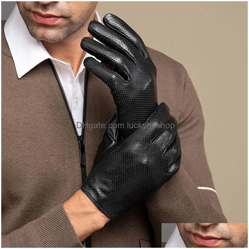 five fingers gloves 100% genius sheepskin gloves mens driving gloves thin breathable touch screen mens gloves s2759 230512