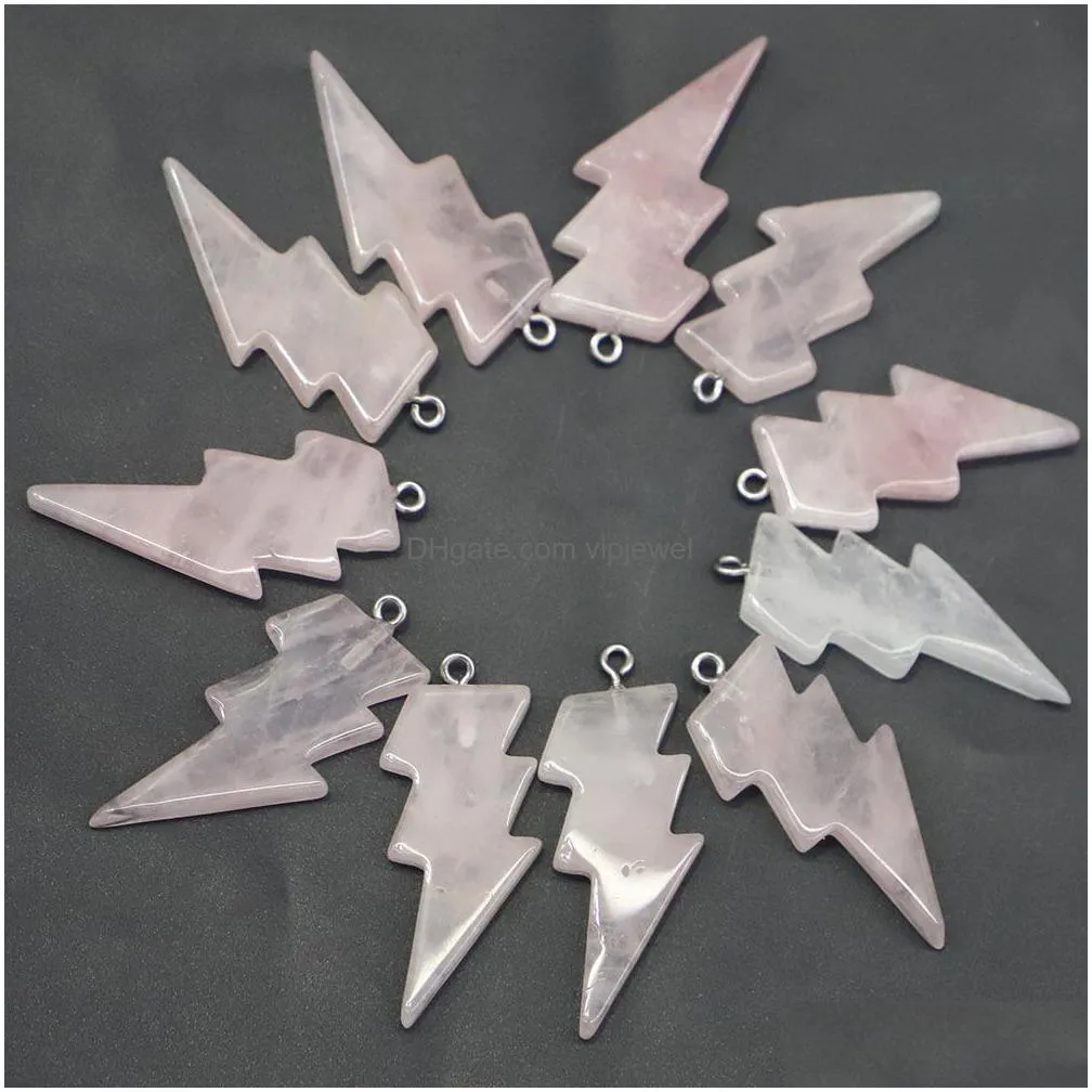 natural stone lightning pendant charms reiki healing quartz crystal pendants for necklaces jewelry making