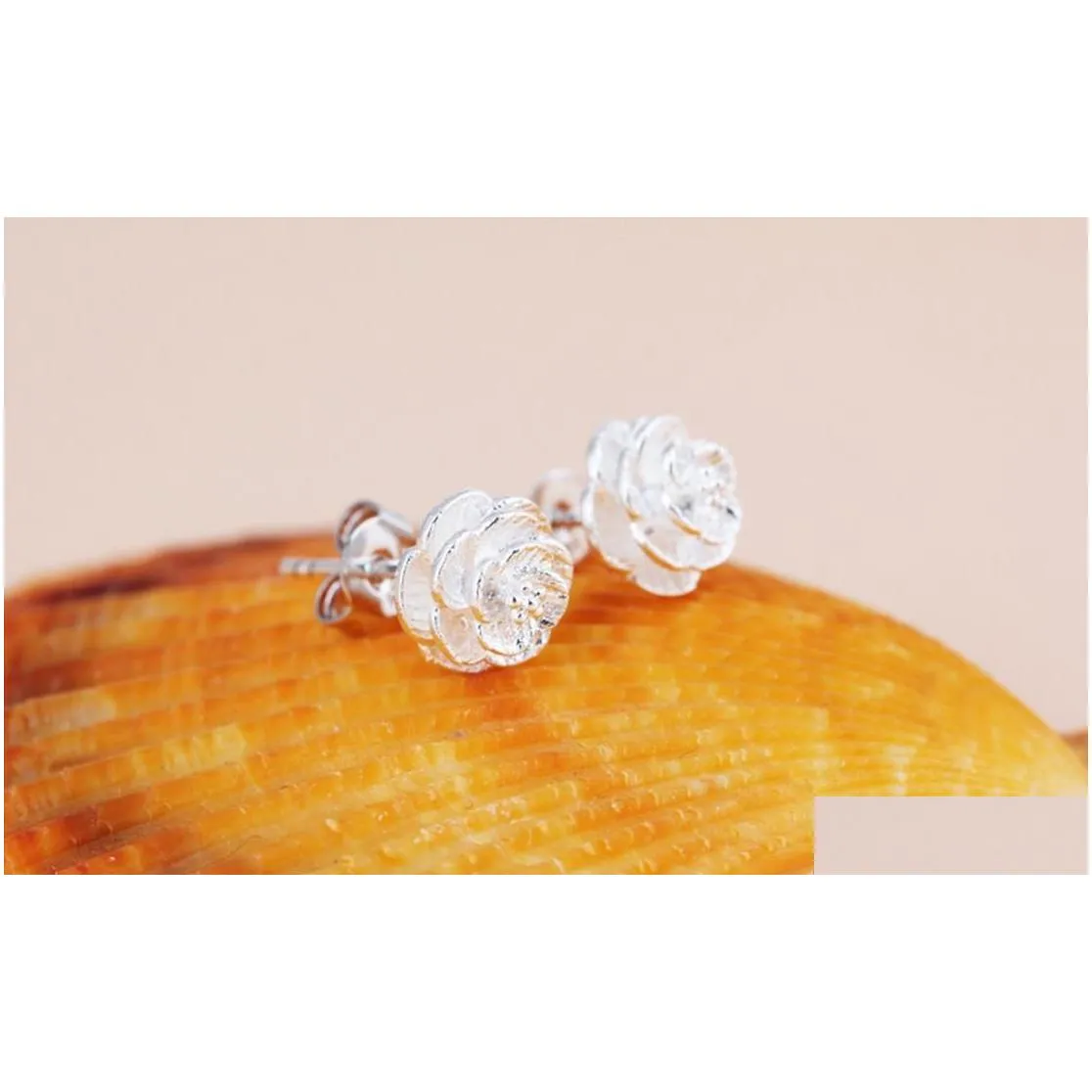 925 sterling silver elegant sakura arrival crown stud earrings jewelry beautiful wedding / engagement gift 