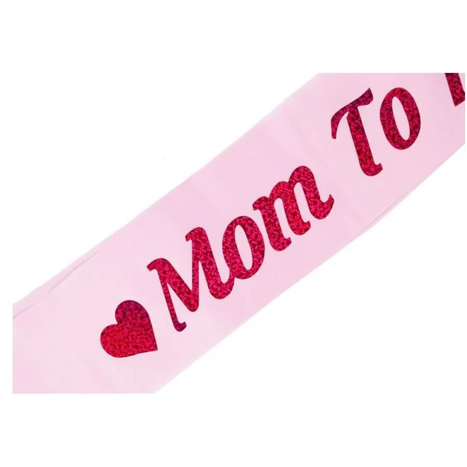 baby shower party glitter mom to be sash with heart daddy to be tinplate badge pink blue diy decorations