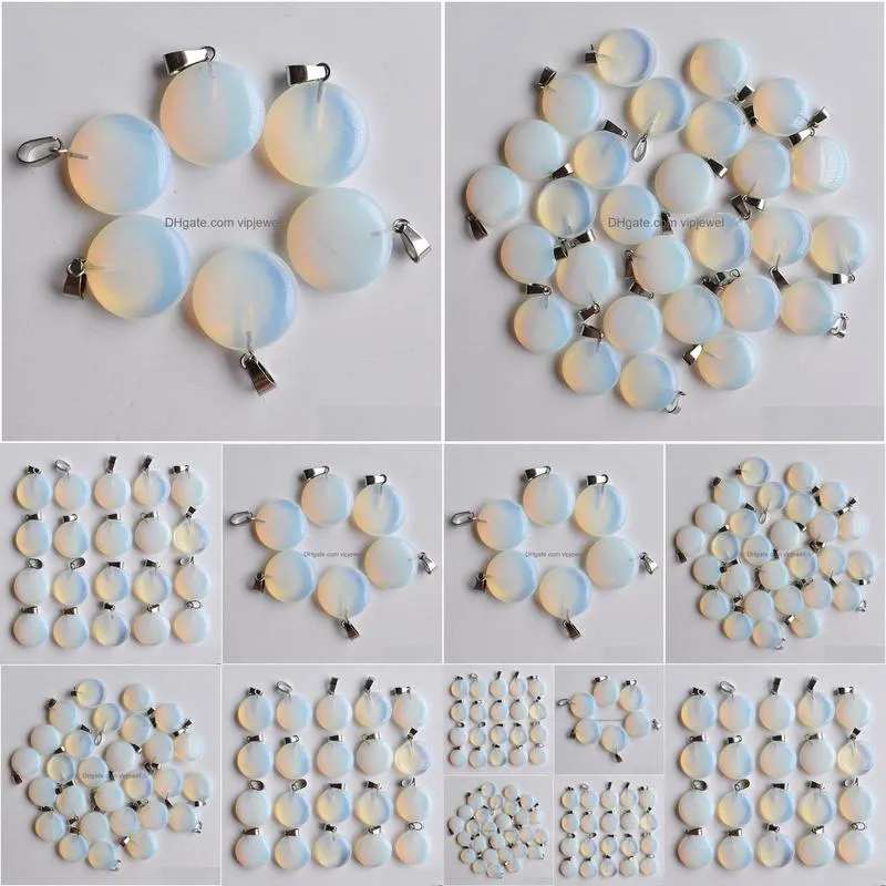 natural stone charms round shape pendant opal pendants chakras gem stone fit diy earrings necklace making assorted