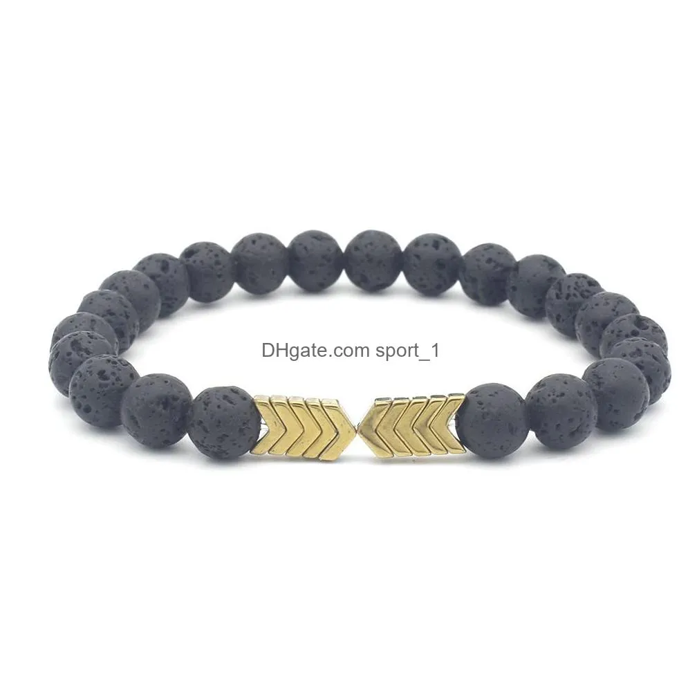 8colors magnet arrow black lava stone bracelet diy aromatherapy  oil diffuser bracelet for women men