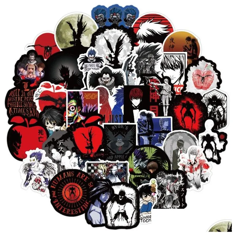 50pcs japanese anime death note sticker graffiti kids toy skateboard car motorcycle bicycle sticker decals wholesale