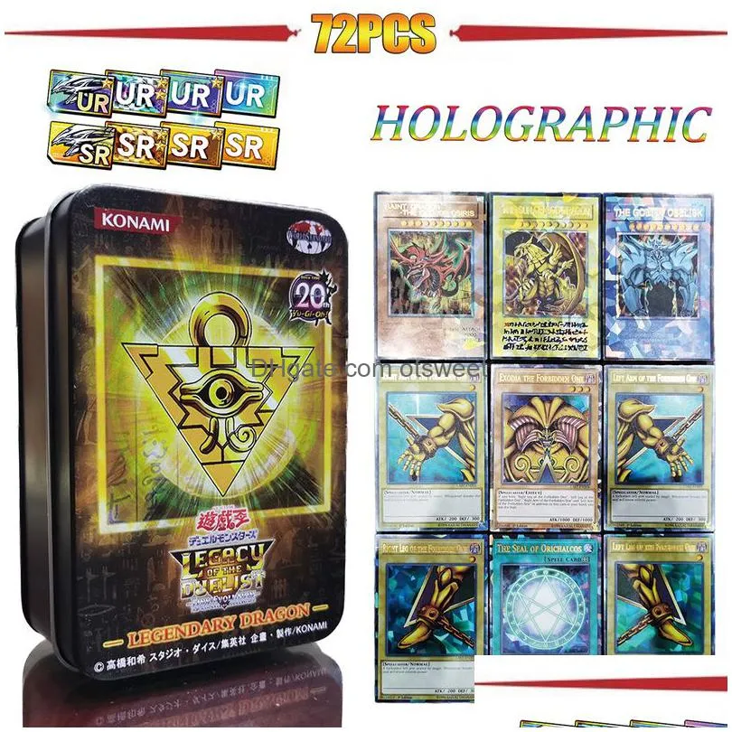 yugioh cards with tin box yu gi oh card 72pcs holographic english version golden letter duel links game card blue eyes exodia 220713