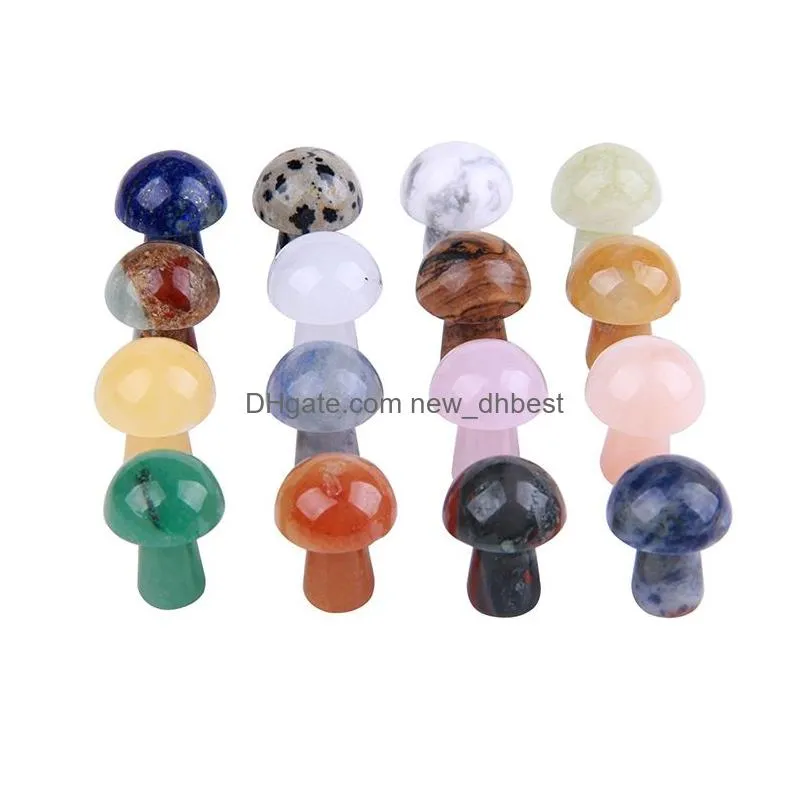 natural stone carved crystal mini mushroom healing reiki mineral statue white pink crystal ornament home decor gift mix colors
