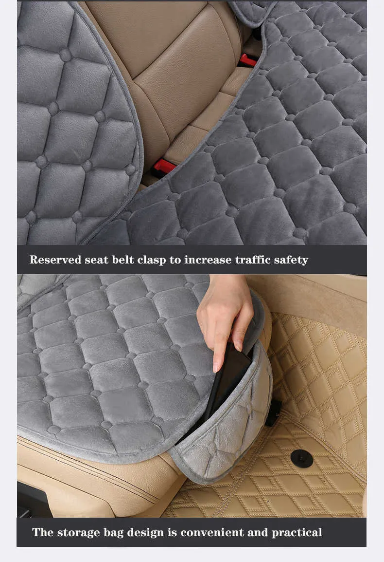 New Warm Plush Car Seat Cover Winter Front Rear Back Auto Seat Cushion Protector with Thicken Cotton Filling Universal Fit Truck SUV