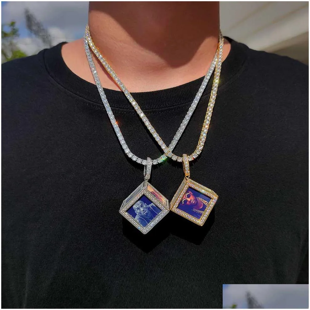 personalized photo projection necklace - square pendant with custom image - wearable picture jewelry for any occasion.