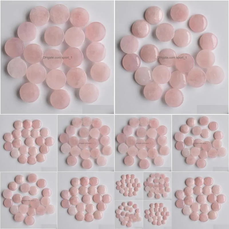 natural stone 20mm round pink loose beads rose quartz cabochons flat back for necklace ring earrrings jewelry accessory