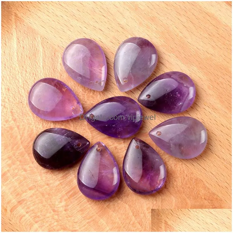 natural crystal stone water drop shape amethyst rose quartz obsidian pendant for diy chakra necklace jewelry accessories