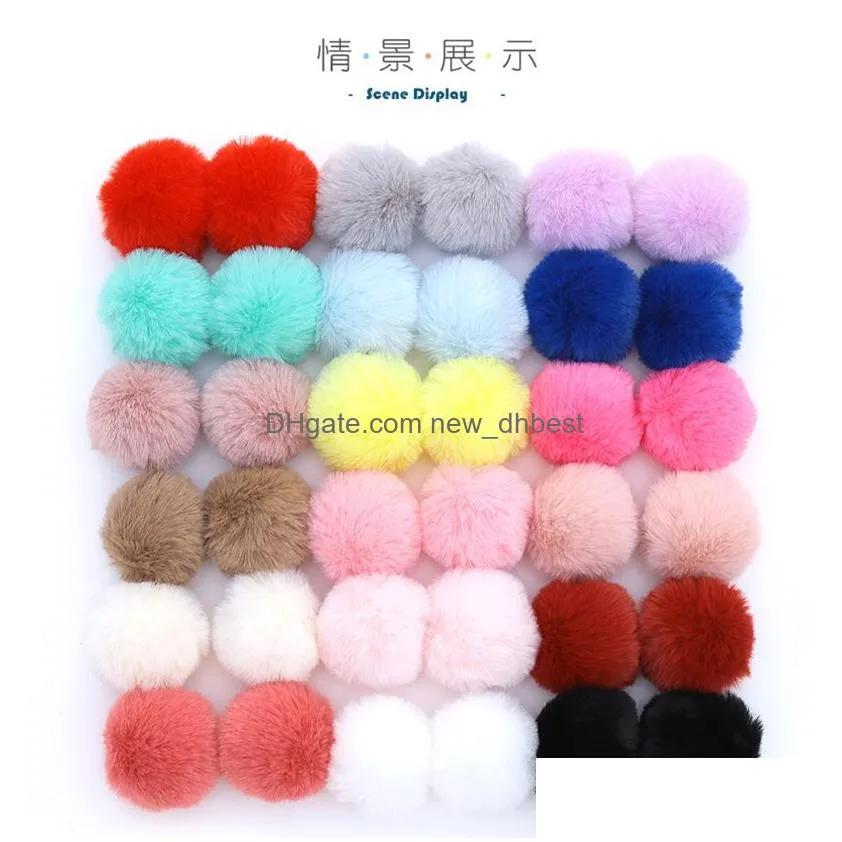 8cm faux rabbit fur ball pom poms fluffy pompom diy for women kids winter hats skullies beanies knitted cap key ring accessories