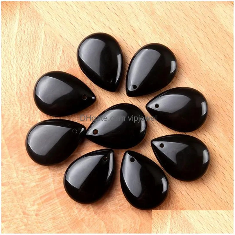natural crystal stone water drop shape amethyst rose quartz obsidian pendant for diy chakra necklace jewelry accessories