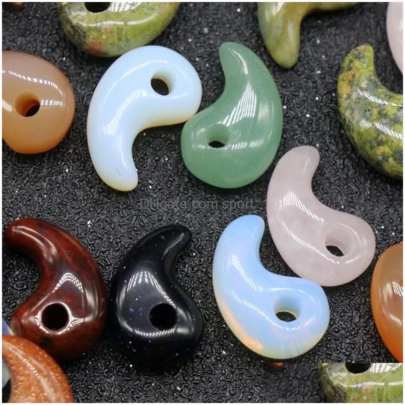 14x22mm natural stone charms magatama pal pink quartz crystal chakra reiki healing charm pendants for jewelry necklace marking