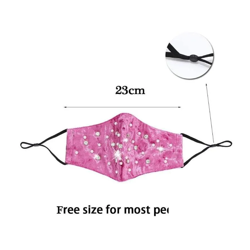 sparkly rhinestone mouth mask with filter pocket - glamorous masquerade ball fashion for women