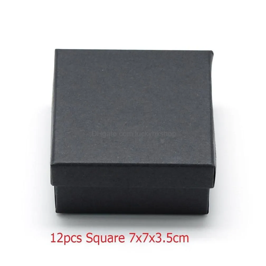 square/rectangle jewelry organizer box for earrings necklace bracelet display gift box holder packaging cardboard boxes black mx200810