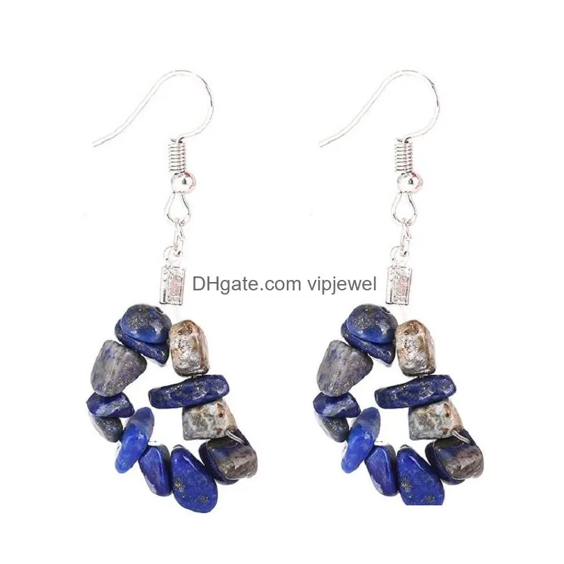 natural stone dangle earrings reiki healing rubble lapis lazuli tigers eye amethyst quartz chakra crystal earring