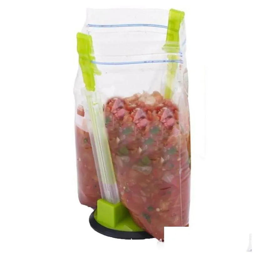 hands baggy rack plastic baggy opener rack clip food storage bag holder stand machine kitchen tools