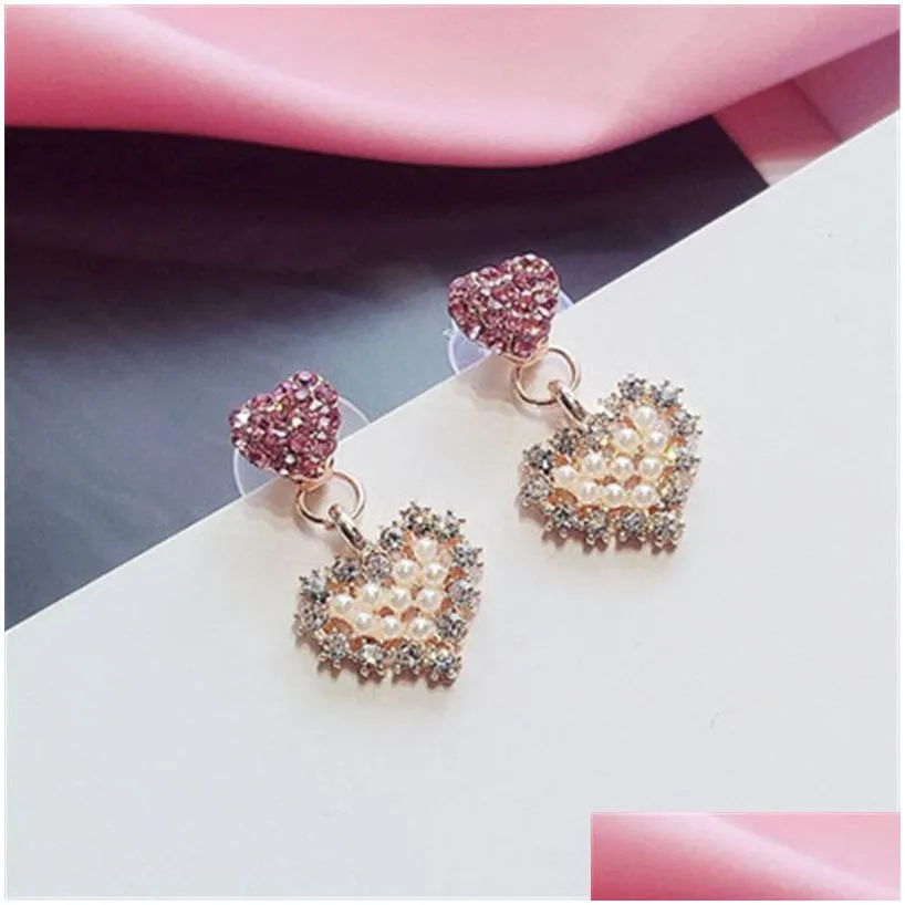 korean version of lovely pearl diamond peach earrings female personality love five pointed star earrings wholesale jewelry