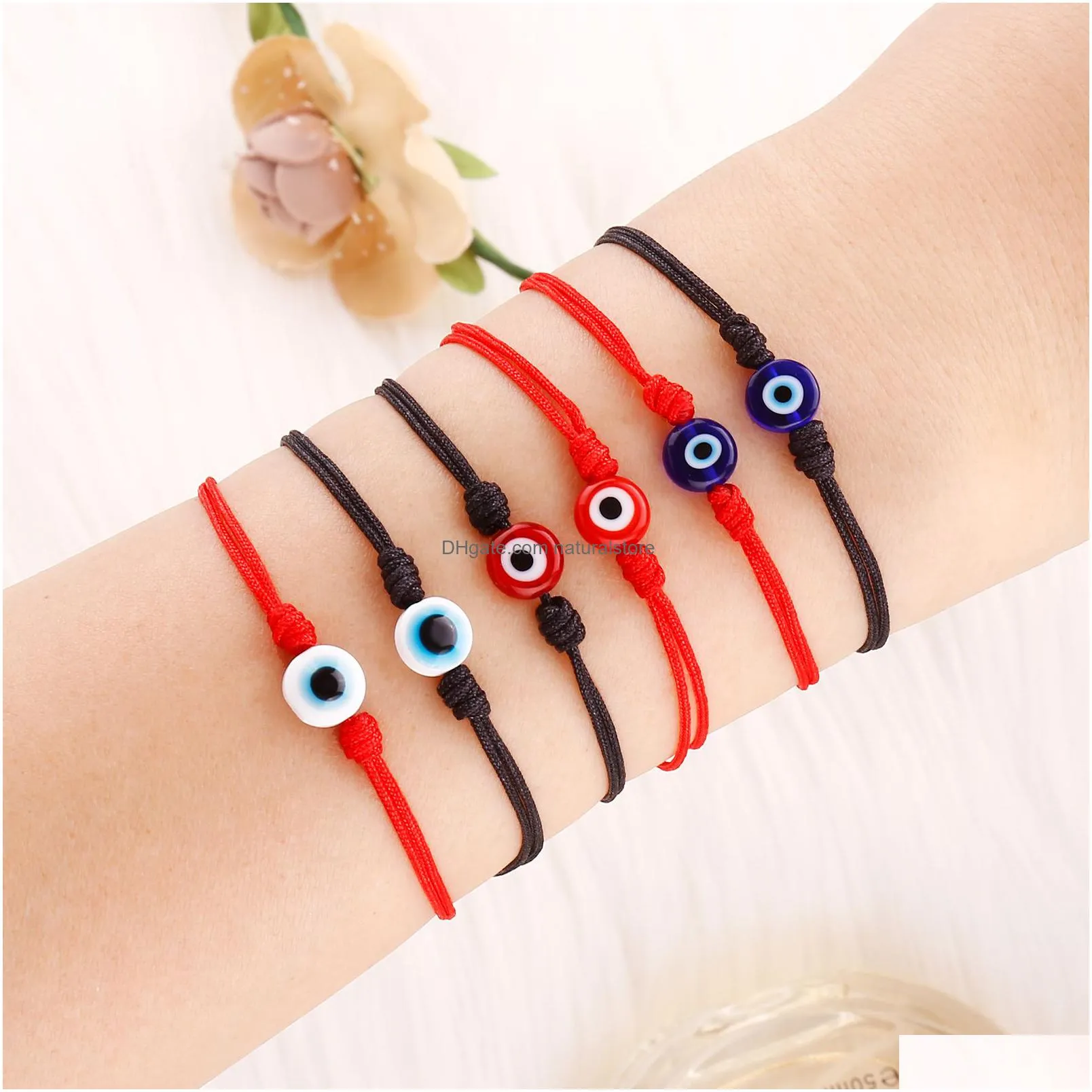 handmade lucky evil nazar eye charm bracelet chain red black string rope braided friendship bracelets amulet for women jewelry
