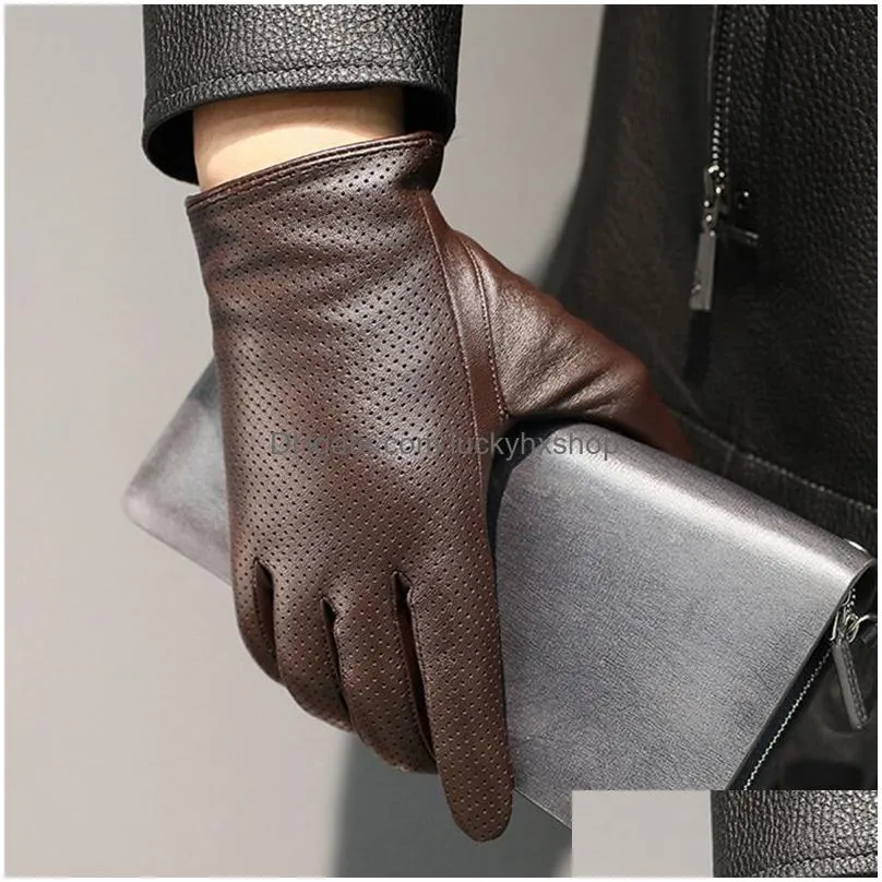 five fingers gloves 100% genius sheepskin gloves mens driving gloves thin breathable touch screen mens gloves s2759 230512