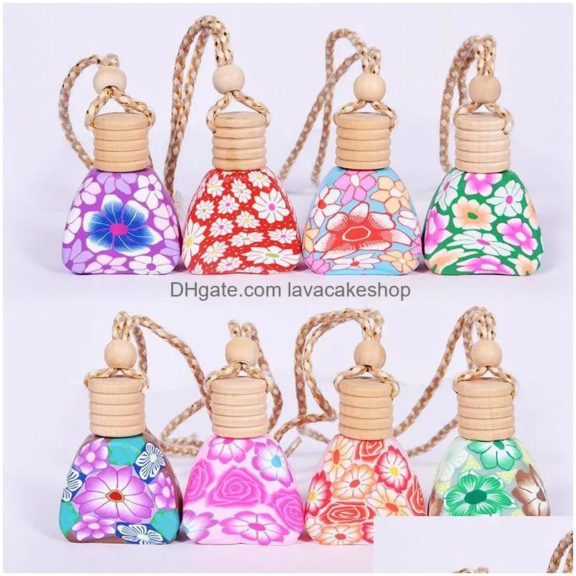 gift car perfume bottles pendant soft clay  oil diffuser ornaments air freshener pendant craft empty perfume bottle 04