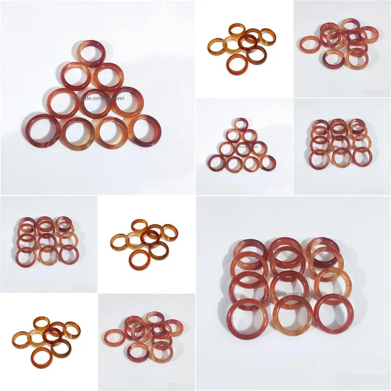 wide 6mm red agate finger rings attractive unisex ring women jewellery gift