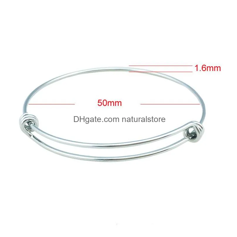 50mm 55mm stainless steel expandable wire bangles 1.6mm thick adult kids size adjustable bracelets for diy jewelry